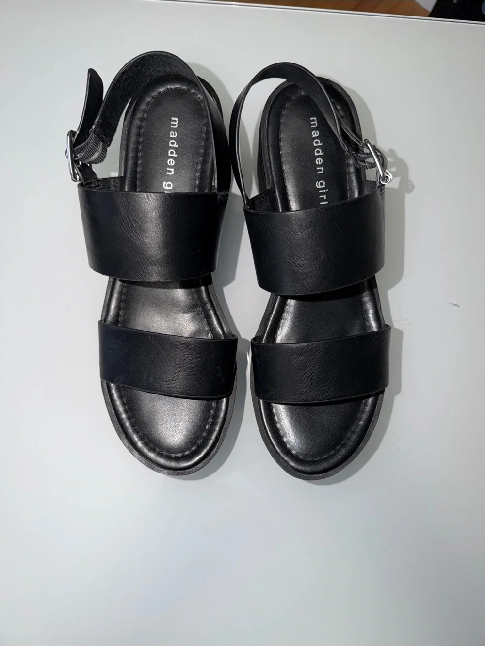 Madden Girl Black Chunky Platform Slingback Sandals
